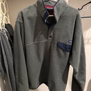 Patagonia Charcoal Fleece Pullover with Navy Trim